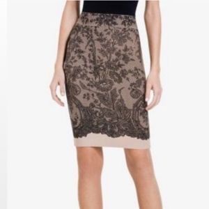 BCBGMaxAzria Floral Print Bodycon Beige & Black Skirt - Size XXS, 00